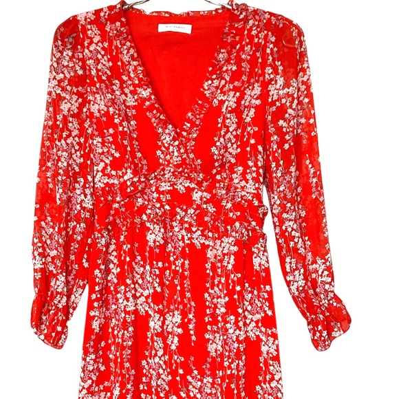 Mopoogoss Women's  Print V Neck Long Sleeve Ruffle Hem Boho Midi Dress S… - Picture 2 of 14